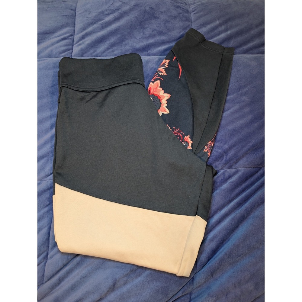 Nike Leggings Womens XL Navy Pink Floral Colorblock High Rise Sportswear 7/8